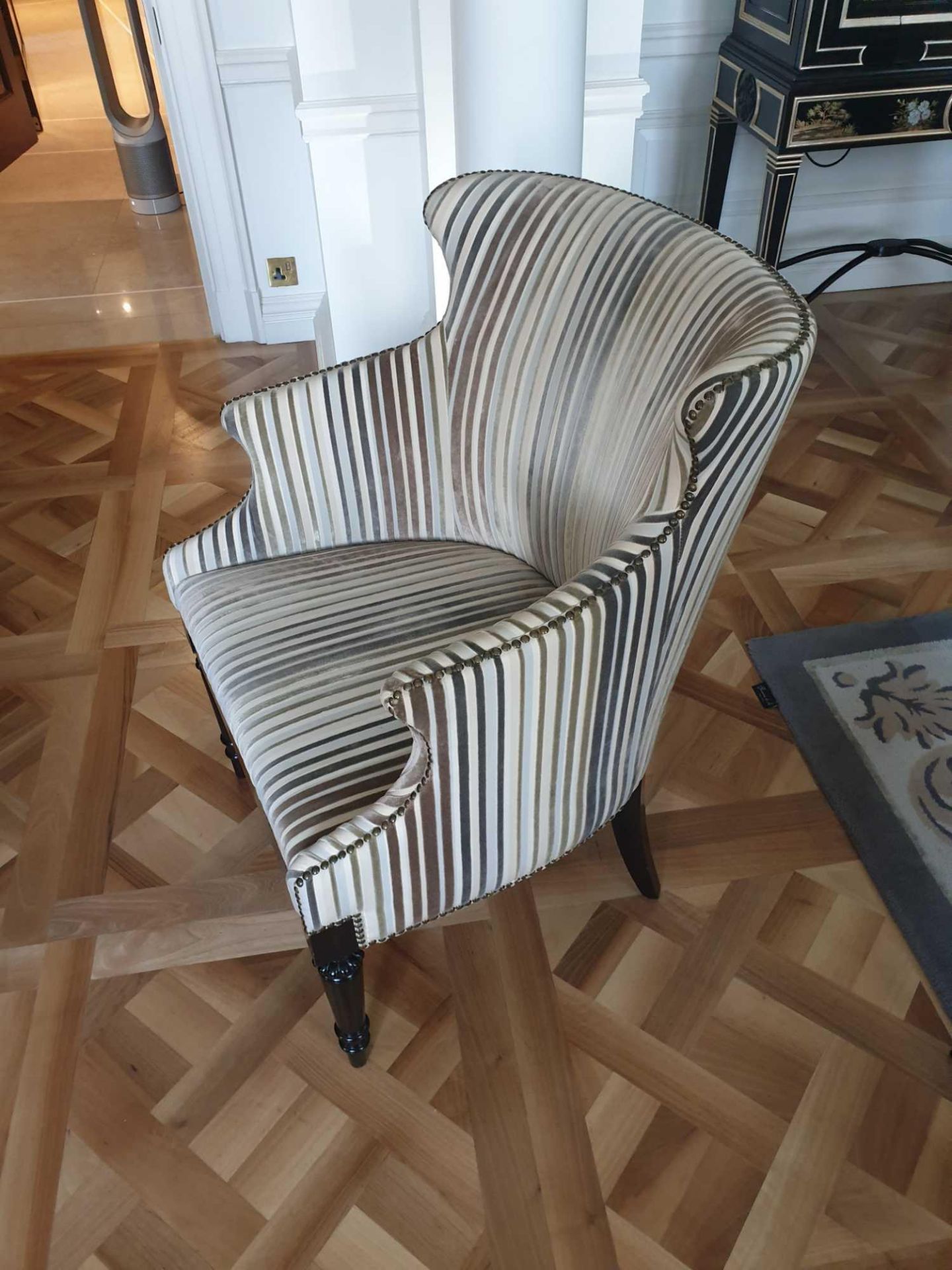 Accent Chair In Upholstered Striped Fabric 65 x 49 x 84cm (Room 702 & 703) - Image 3 of 3