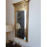 Regency Style Giltwood Pier Mirror Flanked By Spirally-Turned Half Pilasters The Frieze With Swag
