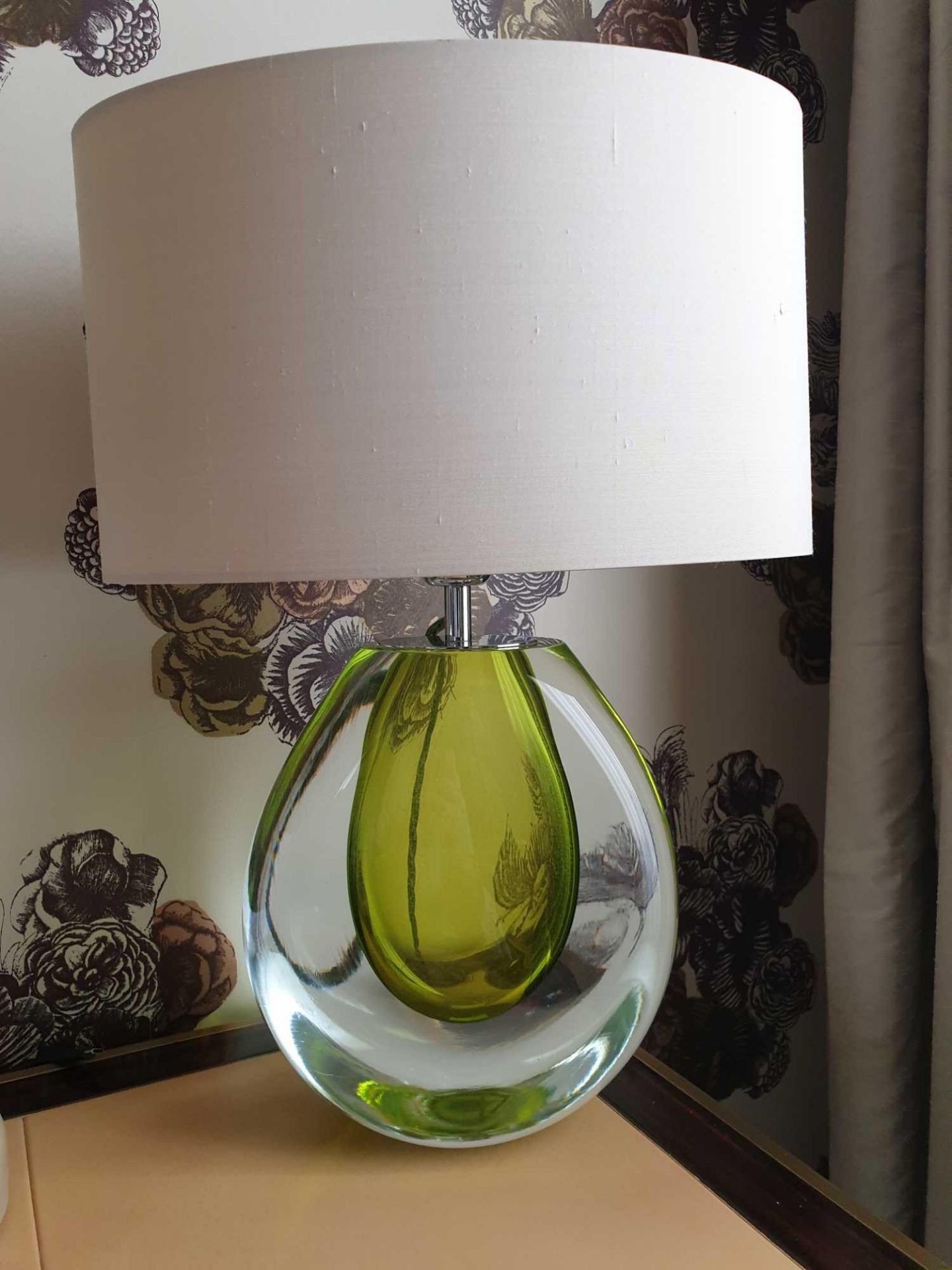 Heathfield And Co Mia Table Lamp Mouth-Blown Glass Features An Intense Drop Of Colour And A Satin