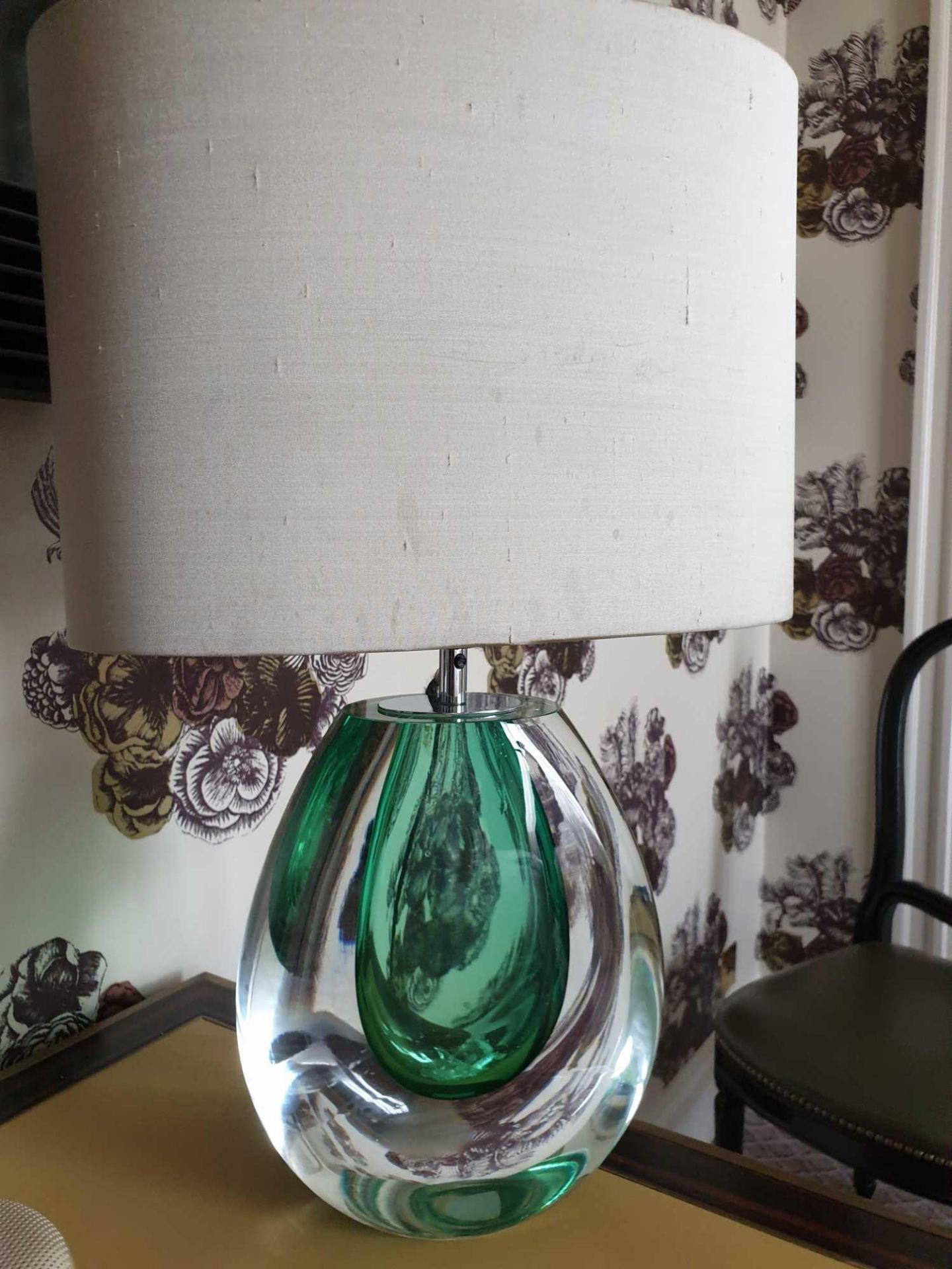 Heathfield And Co Mia Table Lamp Mouth-Blown Glass Features An Intense Drop Of Colour And A Satin