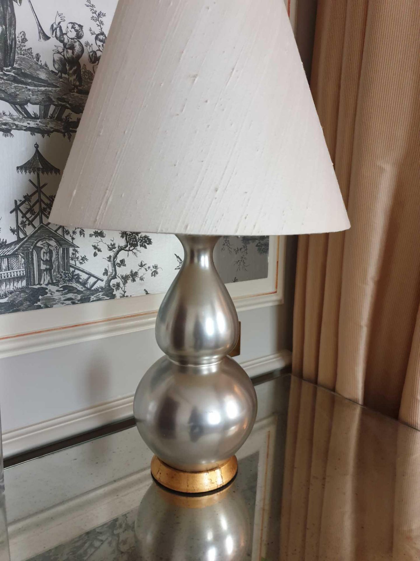 A Pair Of Heathfield And Co Louisa Glazed Ceramic Table Lamp With Textured Shade 77cm (Room 706