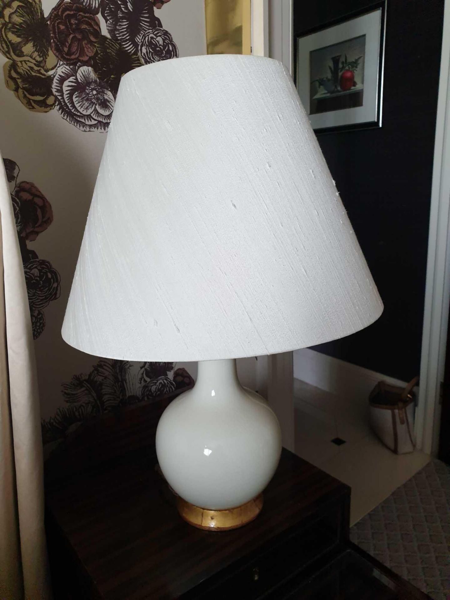 A Pair Of Heathfield And Co Single Gourd Ceramic Table Lamps 60cm (Room 712)