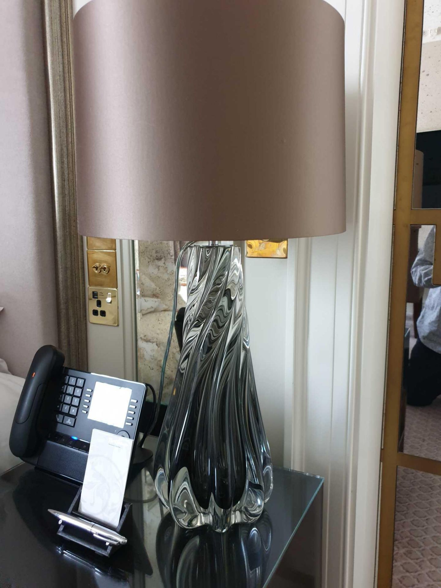 A Pair Of Naiad Crystal Table Lamps With Brown Shade 65 Cm (Room 723 & 724)