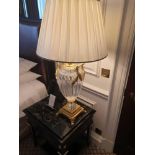A Pair Of Laudarte Crystal Table Lamps Inserts And Decorations In 24ct Gold With Shade 95cm Tall (