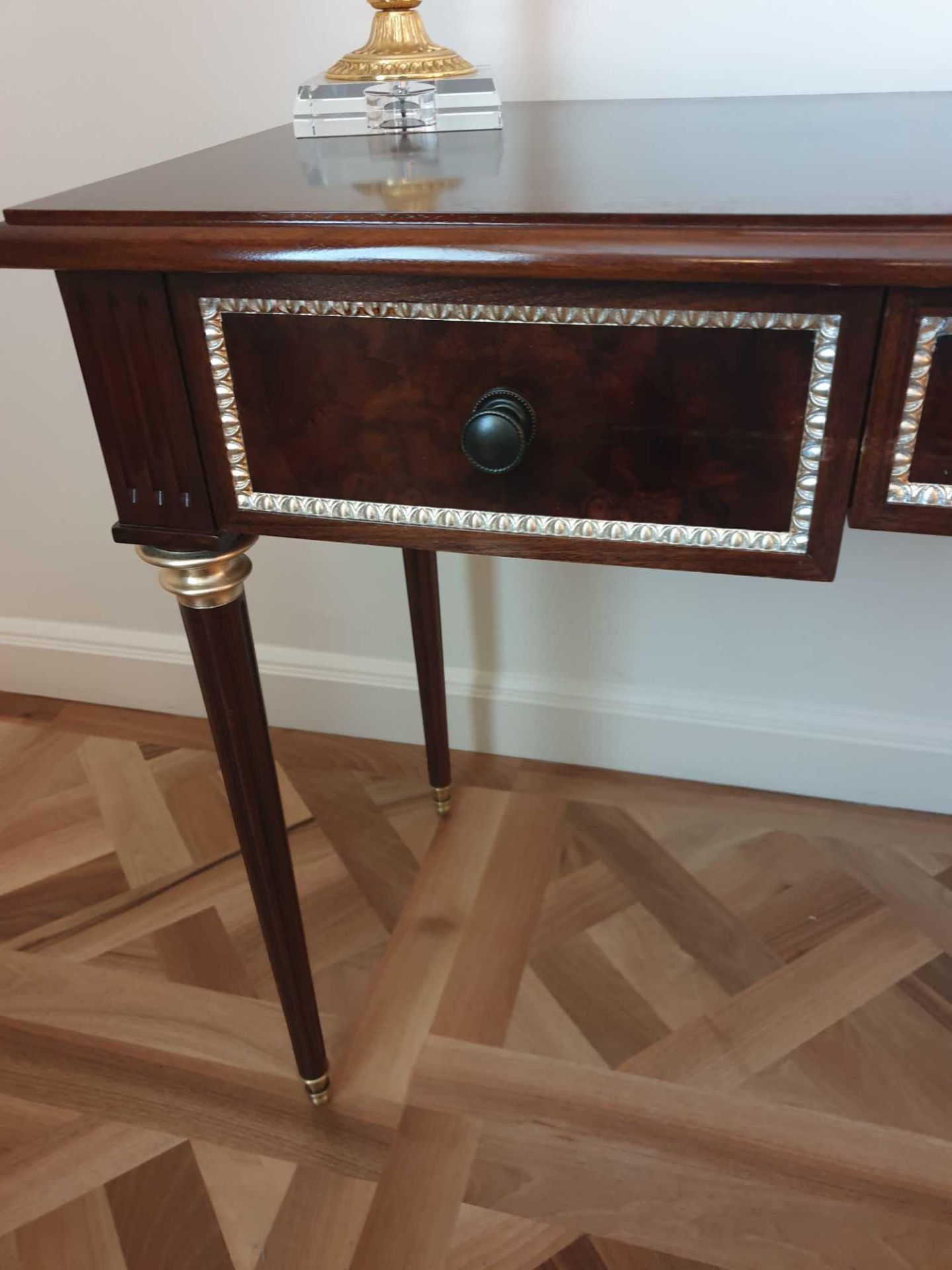 Writing Table Mounted On Tapering Legs Decorated With Gilded Bronzes Fitted Drawers Fitted With - Image 4 of 4