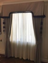 Pair of Luxury Striped Fully Lined Thermal Drapes With Pelmets Grey And White Pinstriped with