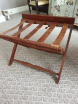 Dark Mahogany Luggage Rack With Leather Straps 65 x 43 x 50cm