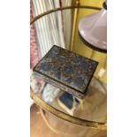 Vintage 1950s Ali Brothers Hassan Abad Blue Floral Paper Mache Kashmir Box (Apt 16)