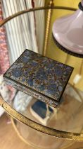 Vintage 1950s Ali Brothers Hassan Abad Blue Floral Paper Mache Kashmir Box (Apt 16)