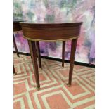 A Pair Of Mahogany Drum Side Tables The Circular Top 55cm Wide With A Brass Trim Detail On Square