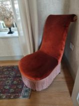 A Victorian Slipper Chair Reupholstered in Custom Silk Velvet Slipcover bedroom chair 80 x55 x