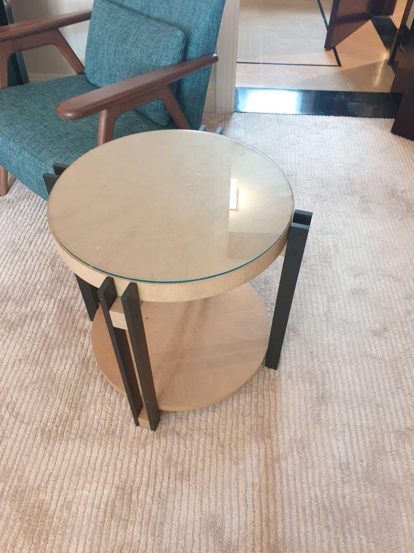 A Contemporary Side Table With Glass Top 61 x 57cm - Image 3 of 6
