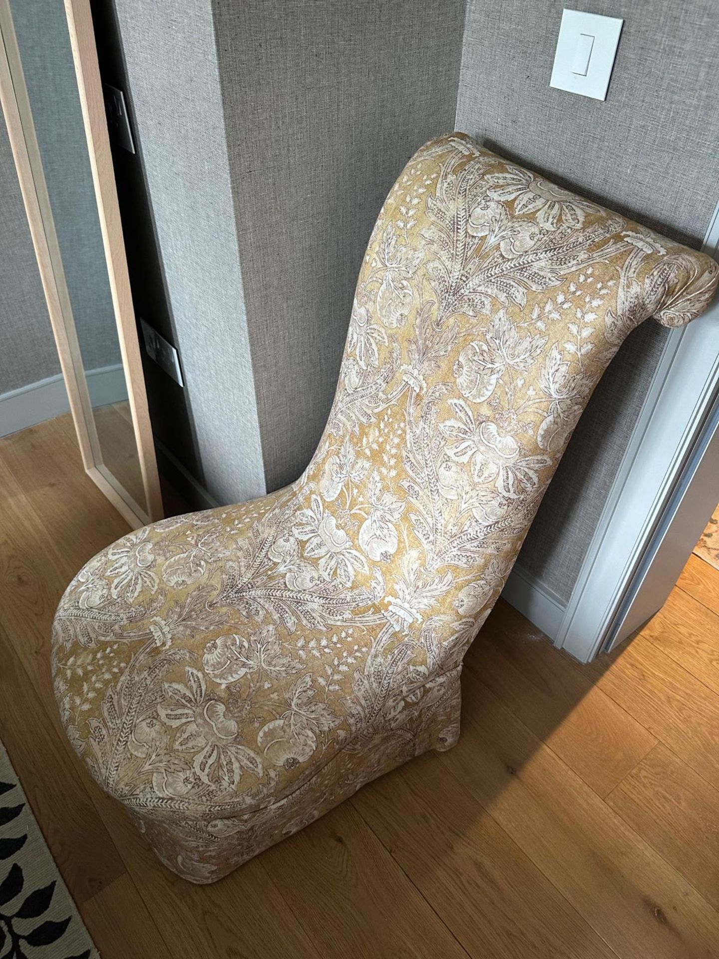 A Victorian Slipper Chair Reupurposed with a Seven Upholstery Damask Slipcover Bedroom Chair   ( - Image 5 of 6