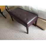 Tufted Leather Bench With Scrolled Apron 100 x 46 x 47cm