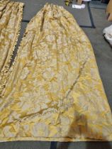 A pair of Silk gold Drapes with floral pattern 200x267cm (Ref Dorch26)