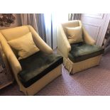 A Pair Of Egerton Armchair Sloping Arms, Dressmakers Skirt And A Sprung Back Upholstered Relaxer