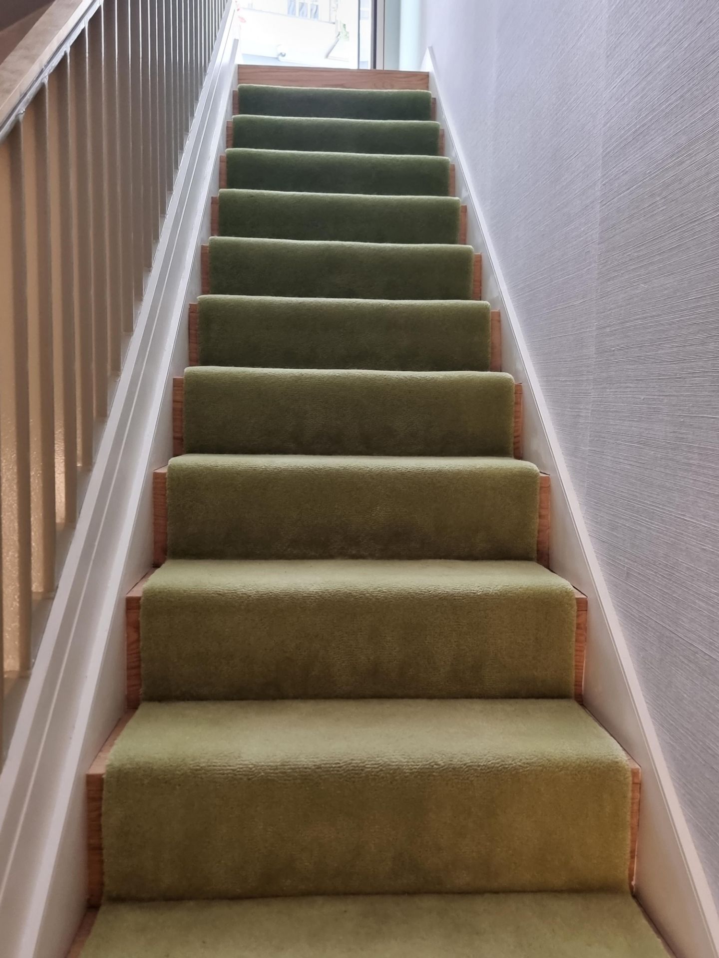 Custom design smooth amber stair and landing carpet 100% New Zealand woolÂ amberÂ  colour 22 stair