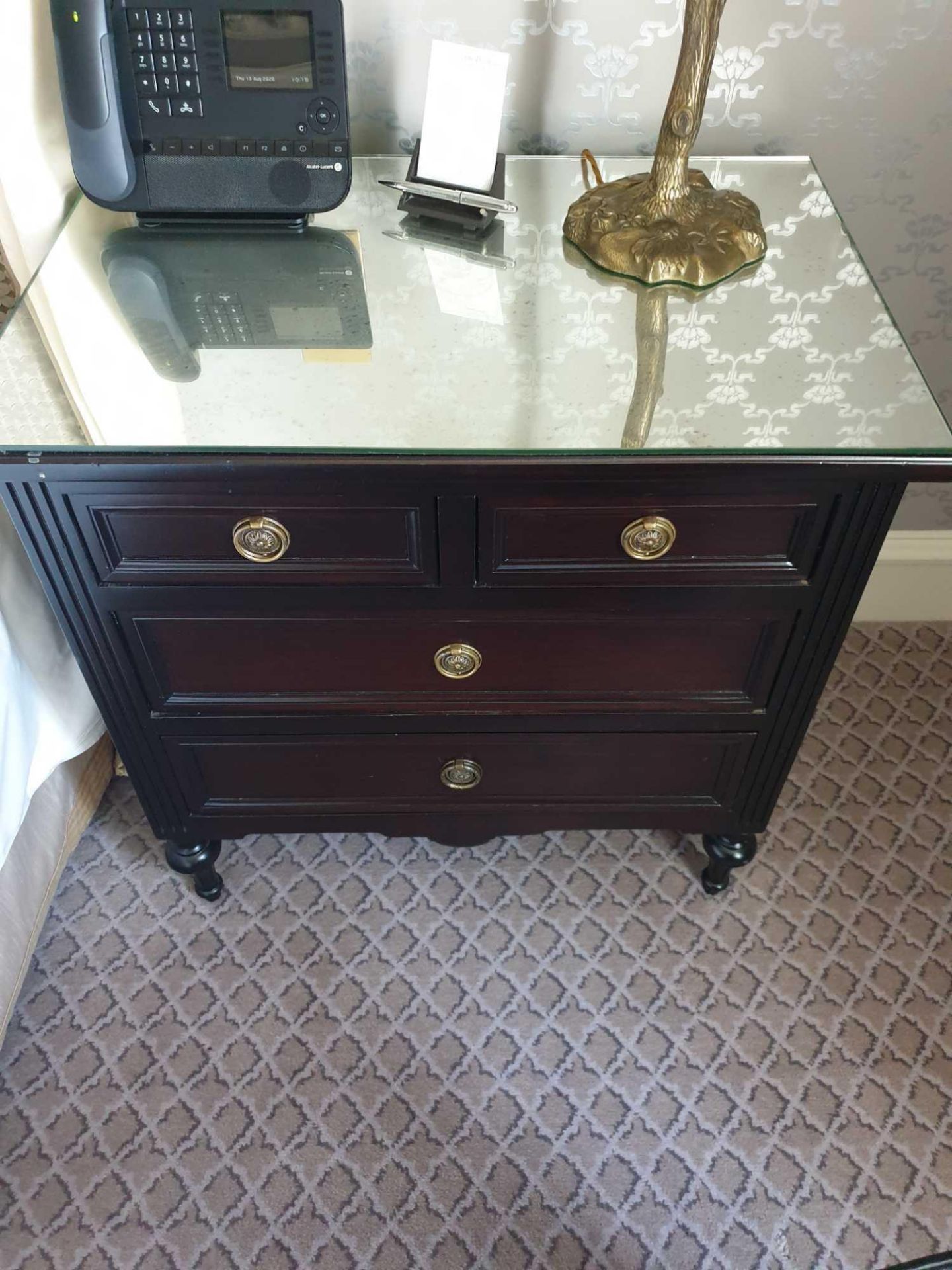 A Pair Four Drawer Mirrored Top Commode Chests Raised By Four Block Feet With A Square Carved - Image 2 of 3