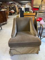 A Pair Egerton Armchair Sloping Arms, Dressmakers Skirt And A Sprung Back Upholstered Relaxer