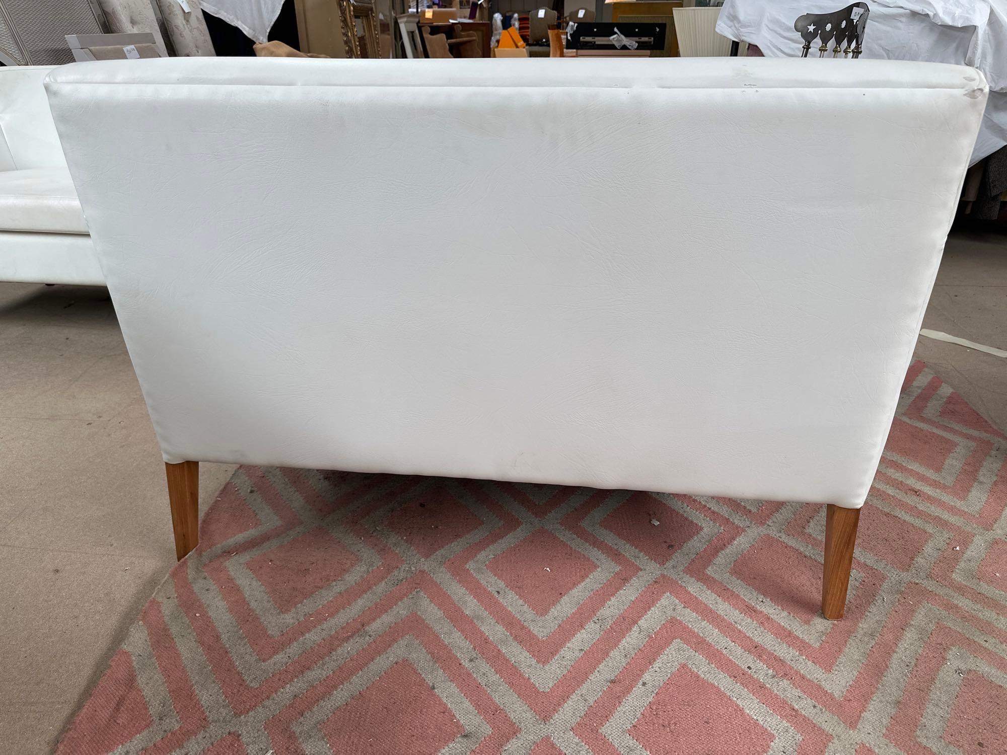 C. S. Contract Furniture Of Shropshire Upholstered White Leather Two Seater Sofa On Wooden Legs - Image 3 of 5