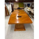 A Significant Crossbanded Veneered Large Board Room Table With Storage In Bases 603 x 160 x 80cm (