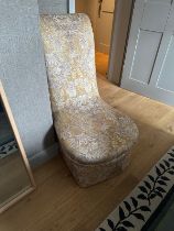 A Victorian Slipper Chair Reupurposed with a Seven Upholstery Damask Slipcover Bedroom Chair   (