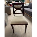 3 Wooden Carved Dining Chair With Upholstered Cream Seat, 48 x 46 x 95cm