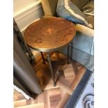 Bronze And Mahogany Side Tables On Tripod Foot Form Base 49 x 72cm