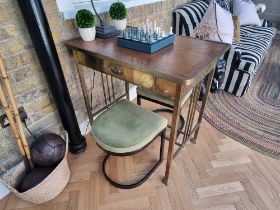 Antique Brass & Leather Games Table/Desk 60 x 87 x 83cm(Apt 1)