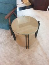 A Contemporary Side Table With Glass Top 61 x 57cm