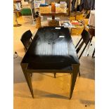 Cravt black Chinese styled table with two matching chairs (scratched on top)