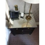 A Pair Four Drawer Mirrored Top Commode Chests Raised By Four Block Feet With A Square Carved