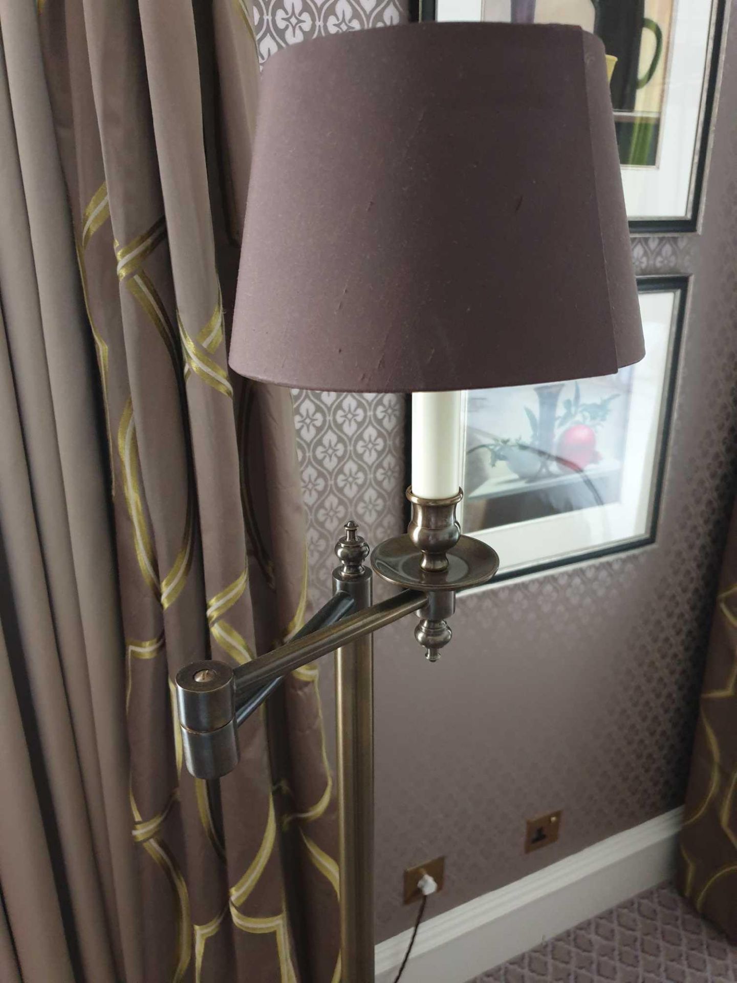 Library Floor Lamp Finished In English Bronze Swing Arm Function With Shade 156cm (Room 841)