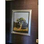 Landscape Lithograph Print Framed Depicting A Tree 62 x 76cm (814)