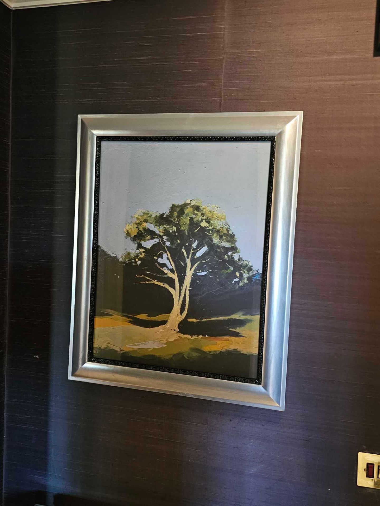 Landscape Lithograph Print Framed Depicting A Tree 62 x 76cm (814)