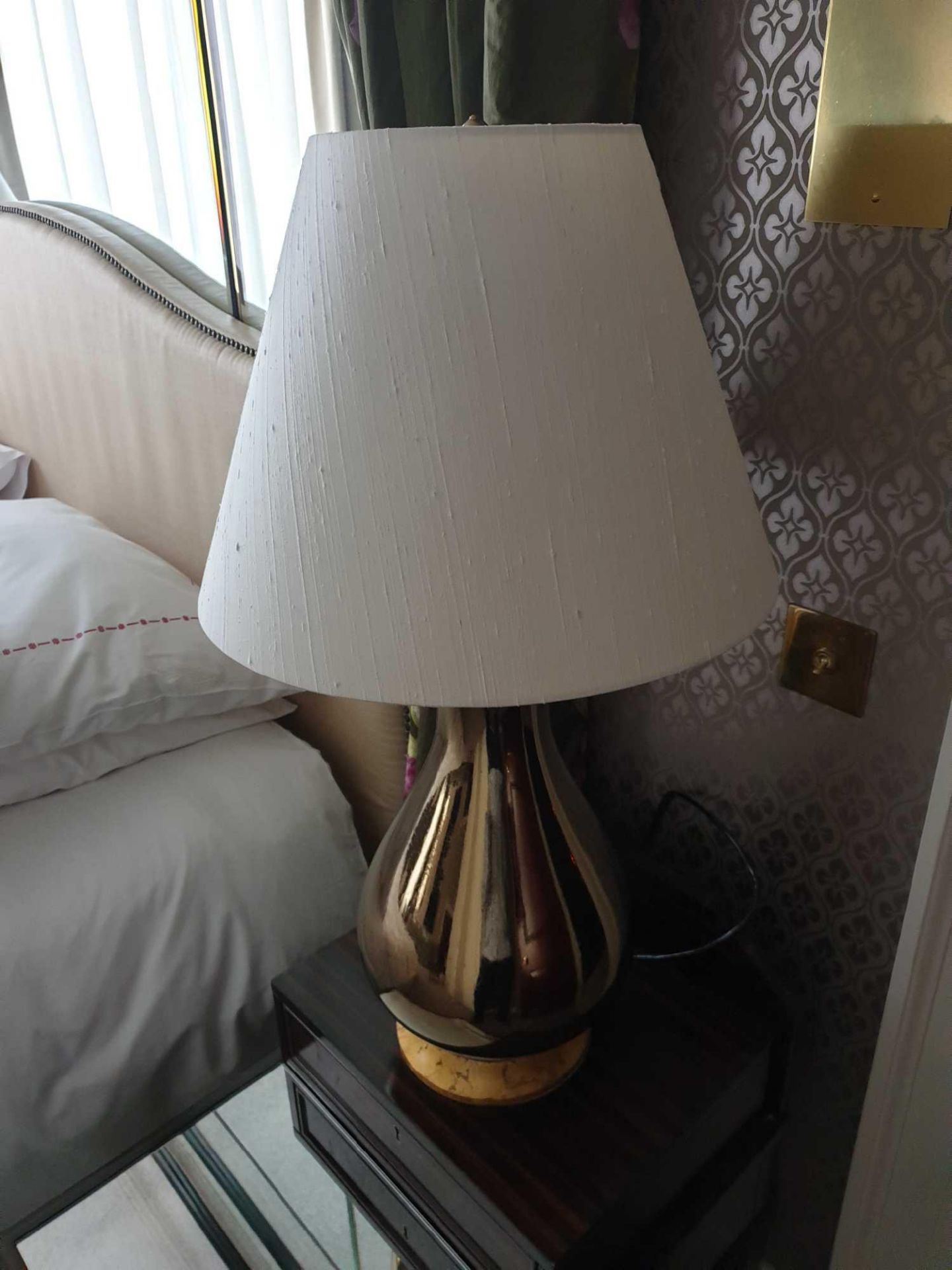 A Pair Of Heathfield And Co Louisa Glazed Ceramic Table Lamp With Textured Shade 77cm (Room 840)