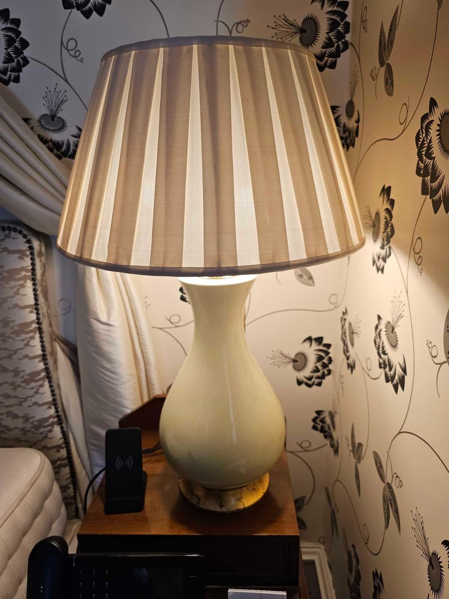 A Pair Of Heathfield And Co Louisa Glazed Ceramic Table Lamp With Textured Shade 77cm (Room 819)