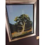 Landscape Lithograph Print Framed Depicting A Tree 62 x 76cm (Room 841)