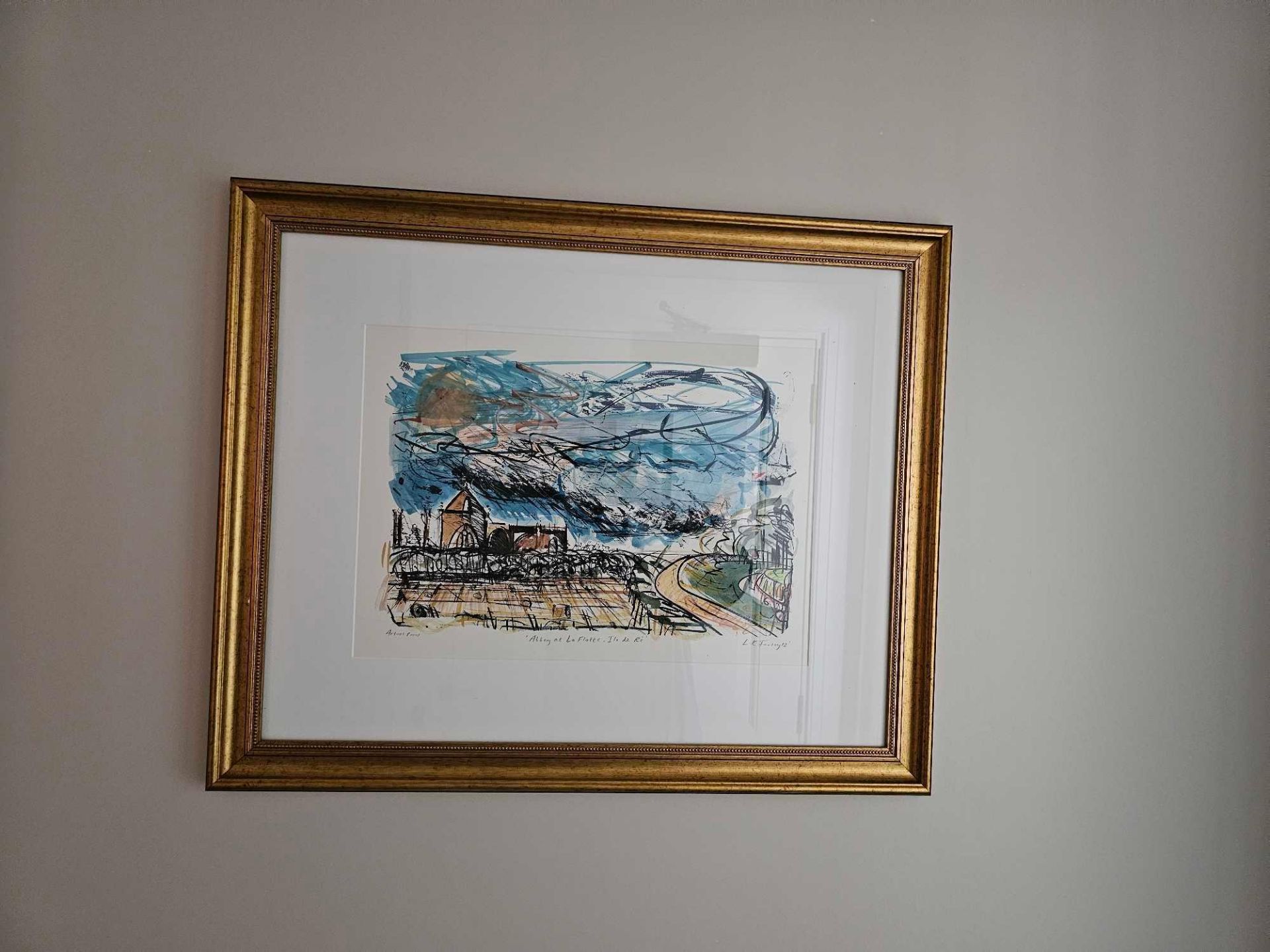 Framed Artwork Silkscreen Print on Paper Titled Abbey Ile de Ré by Lucy Farley - Image 2 of 4