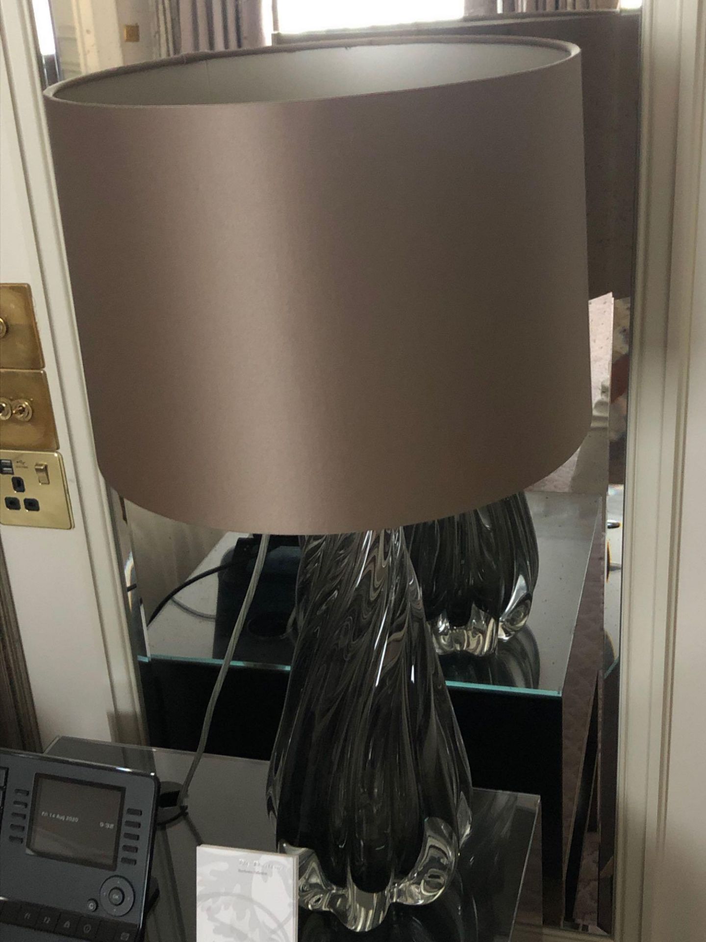 A Pair Of Naiad Crystal Table Lamps With Brown Shade 65 Cm (Room 821/822)