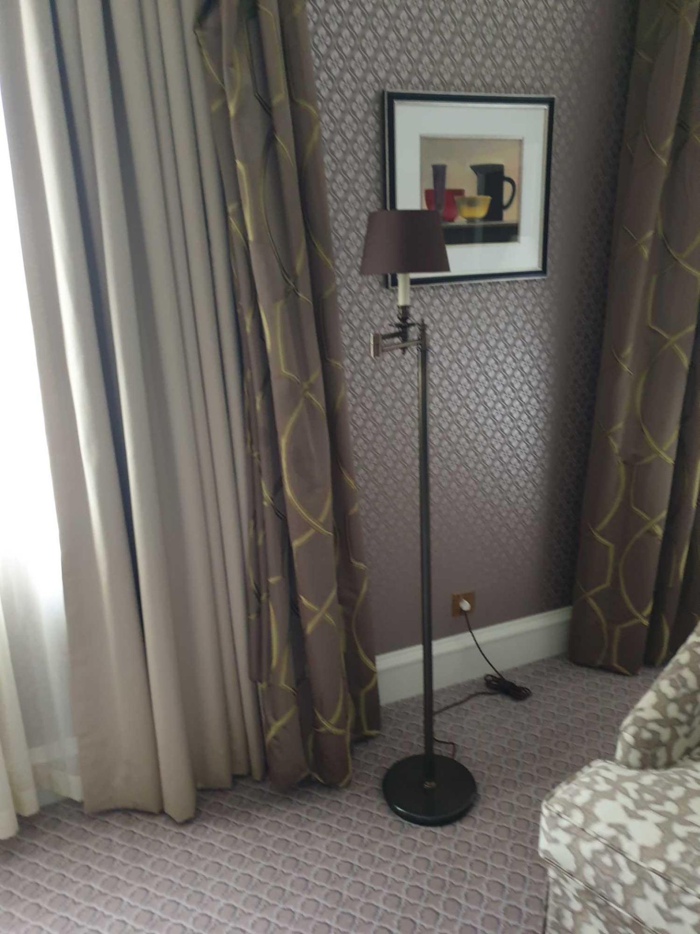Library Floor Lamp Finished In English Bronze Swing Arm Function With Shade 156cm (Room 829)