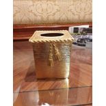 A Pair Of MID CENTURY DECOR Stylebuilt Tissue Box Cover 24k Gold Ormolu Filigree Rope And Tassel (