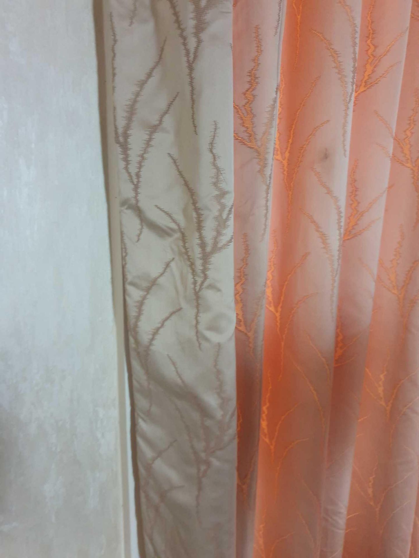 A Pair Of Silk Drapes And Pelmet Gold With A Branch Embroidery 250 x 270cm (The Audley ) - Image 3 of 3