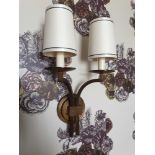 A Pair Of Solid Brass Dernier And Hamlyn Twin Arm Antique Bronzed Wall Sconces With Shade 51cm (Room