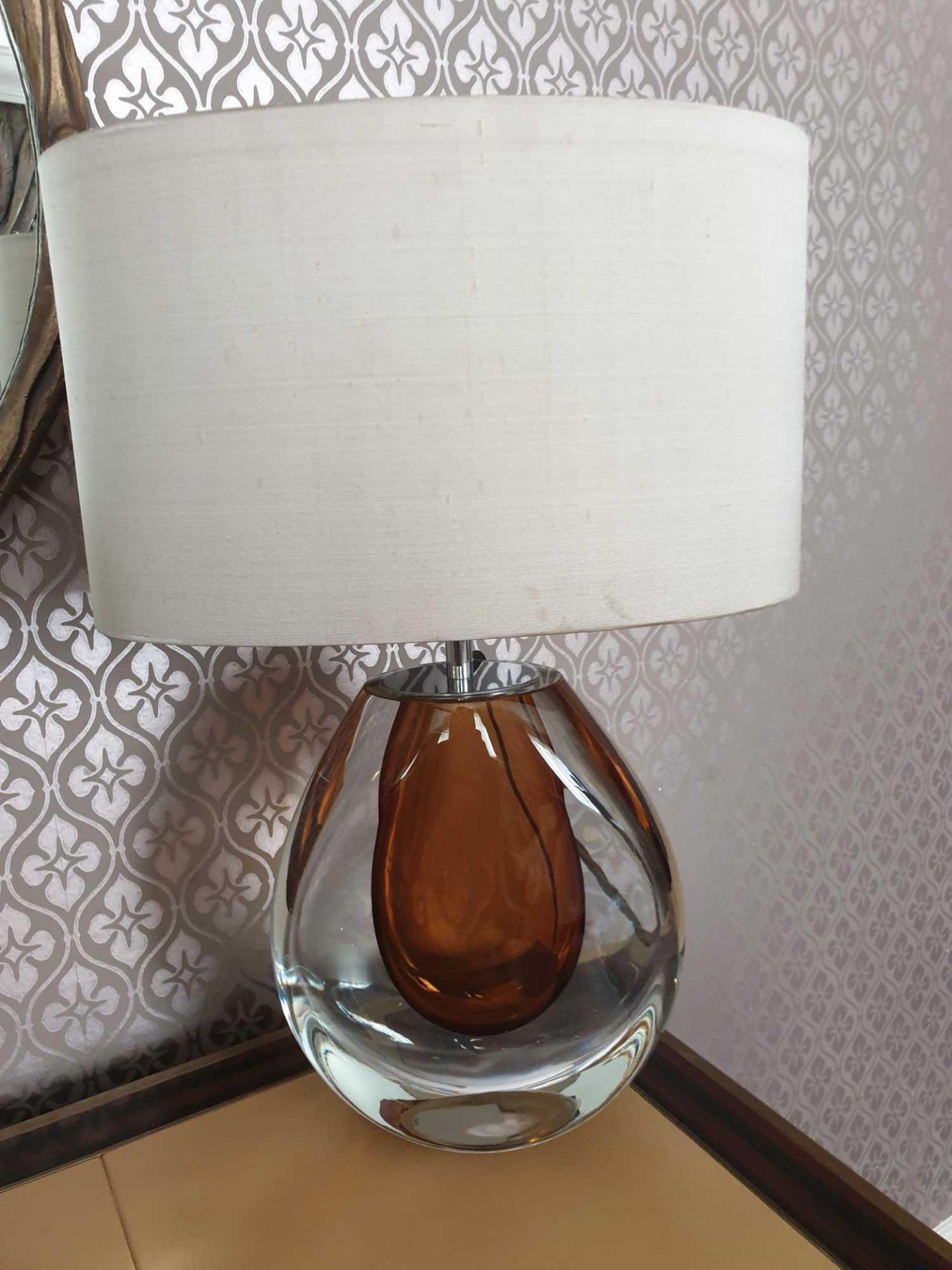 Heathfield And Co Mia Table Lamp Mouth-Blown Glass Features An Intense Drop Of Colour And A Satin