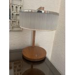 Linley Desk Lamp Walnut Base And Stem With Pleated Grey Silk And Nickel Shade 40cm (Harlequin