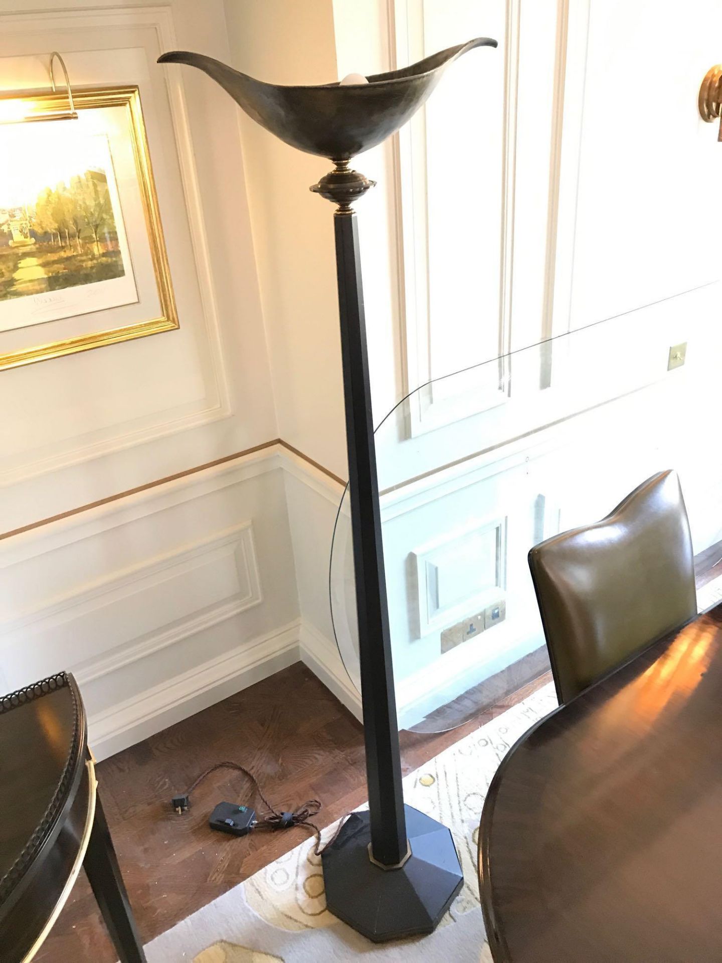 Heathfield And Co Torchiere Floor Lamp Black Column With Bowl Effect Metal Uplighter 173cm (Room - Bild 2 aus 2