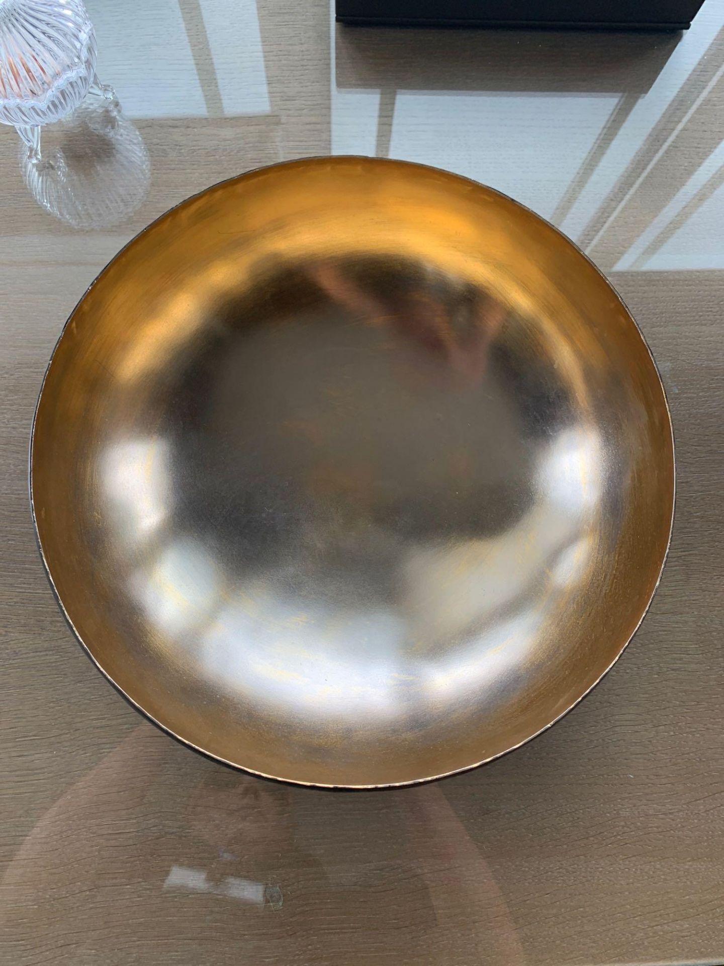 Michael Aram Sona Copper Fruit Bowl With Gold And Bronze Inner And Small Detachable Base 32cm - Image 2 of 2