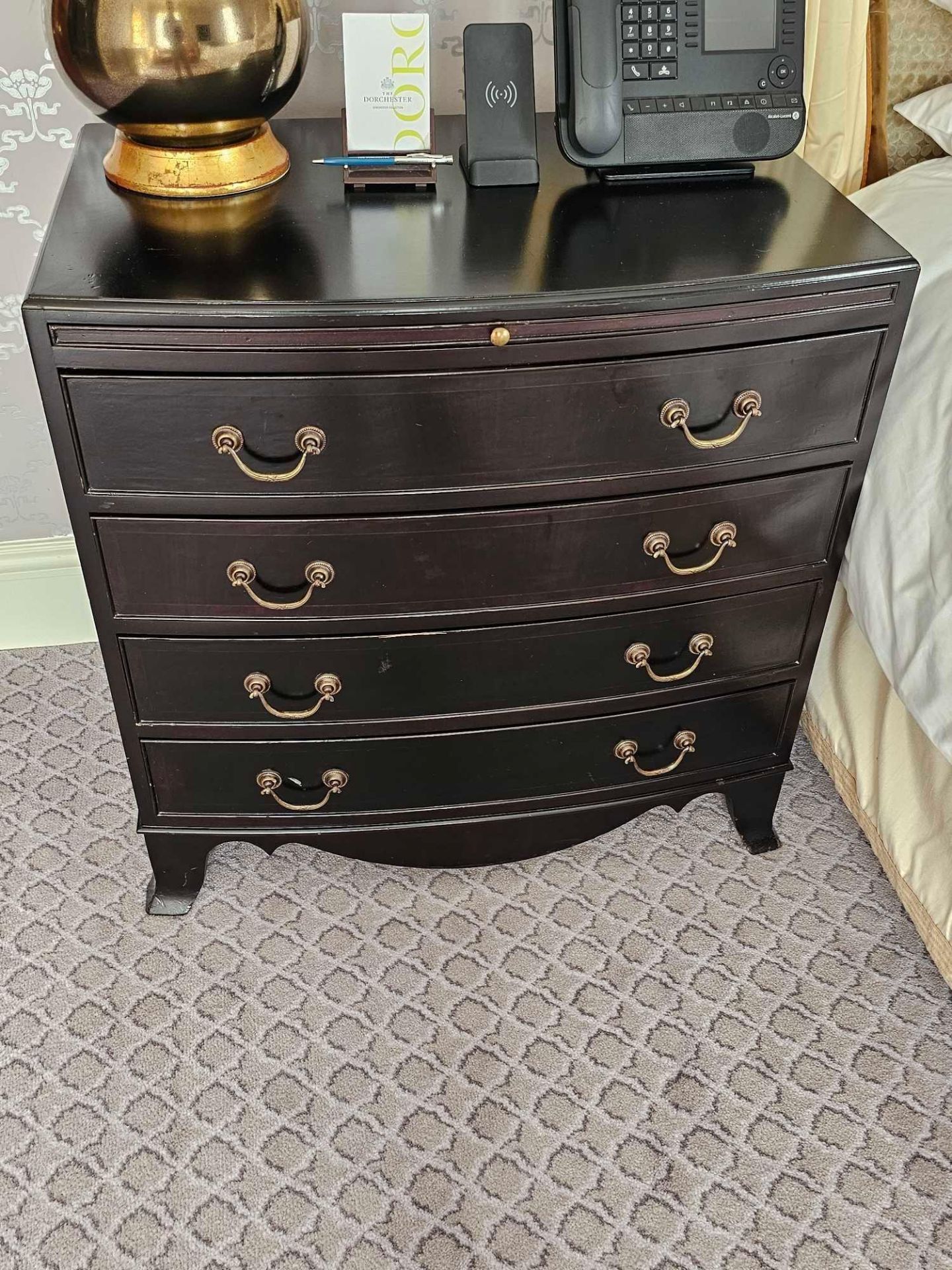 A Pair Four Drawer Commode Chests Raised By Four Block Feet With A Square Carved Motif And - Image 3 of 5