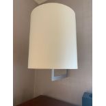 A Pair Of Matt Nickel Wall Sconces Tubular Cream Shades 66cm (Harlequin dressing Room (bedroom 2) )